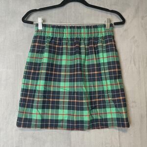 J Crew Skirt Womens 2 Green Navy Plaid Wool Blend Lined Schoolgirl Preppy Fall